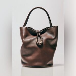 Anthropologie Dark Brown Leather Hobo Bag